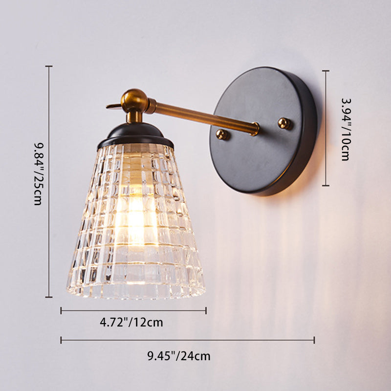 Scandinavian Cylinder Glass Iron 1-Light Wall Sconce Lamp