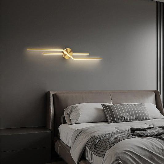 Minimalist Round Line Long Brass LED Wall Sconce Lamp