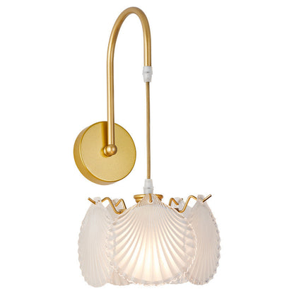 French Shell Pearl Glass Hardware 1-Light Wall Sconce Lamp