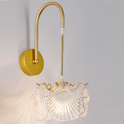 French Shell Pearl Glass Hardware 1-Light Wall Sconce Lamp