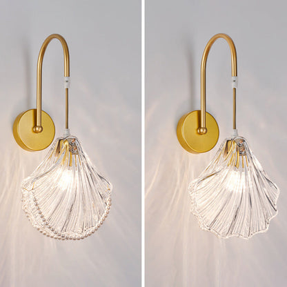 French Shell Pearl Glass Hardware 1-Light Wall Sconce Lamp