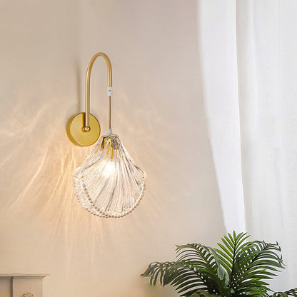 French Shell Pearl Glass Hardware 1-Light Wall Sconce Lamp