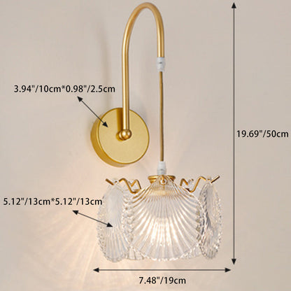 French Shell Pearl Glass Hardware 1-Light Wall Sconce Lamp