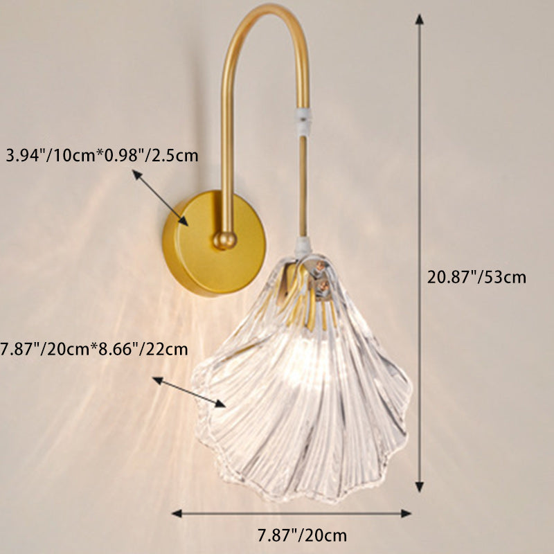 French Shell Pearl Glass Hardware 1-Light Wall Sconce Lamp
