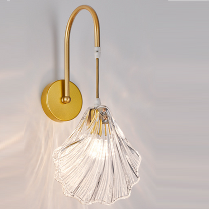 French Shell Pearl Glass Hardware 1-Light Wall Sconce Lamp