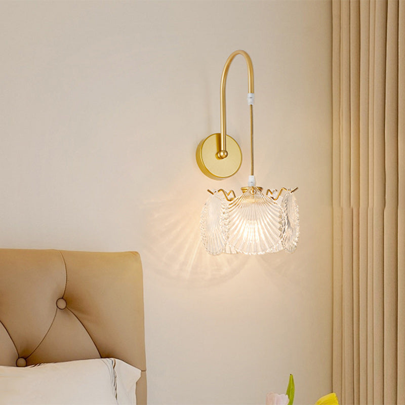 French Shell Pearl Glass Hardware 1-Light Wall Sconce Lamp