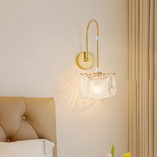 French Shell Pearl Glass Hardware 1-Light Wall Sconce Lamp
