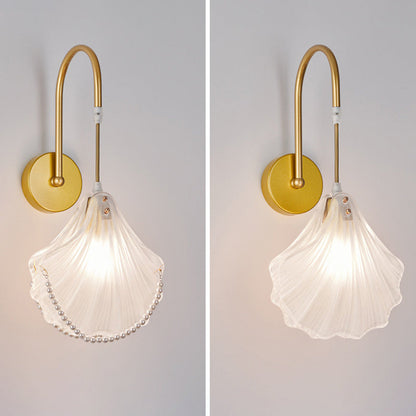 French Shell Pearl Glass Hardware 1-Light Wall Sconce Lamp