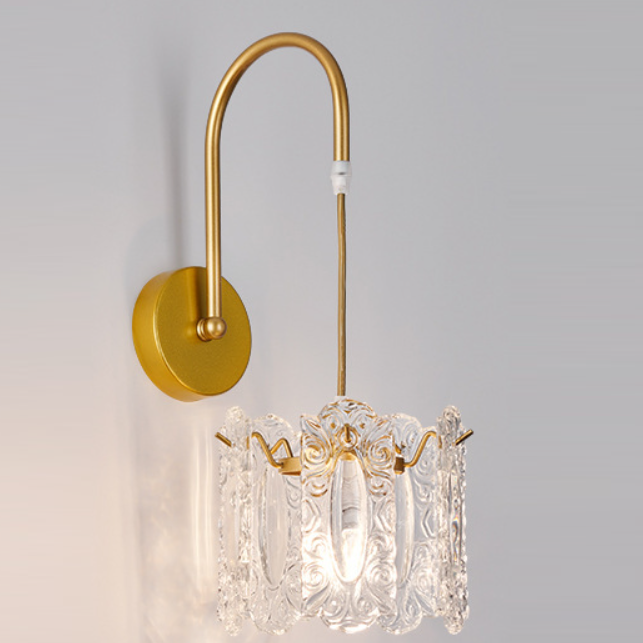 French Shell Glass Hardware 1-Light Wall Sconce Lamp
