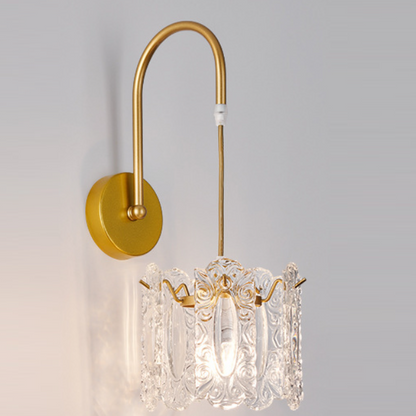 French Shell Glass Hardware 1-Light Wall Sconce Lamp