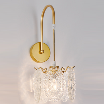 French Shell Glass Hardware 1-Light Wall Sconce Lamp