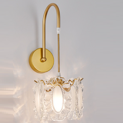 French Shell Glass Hardware 1-Light Wall Sconce Lamp