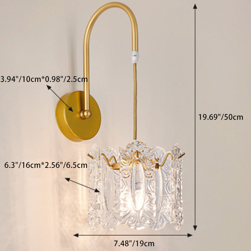 French Shell Glass Hardware 1-Light Wall Sconce Lamp