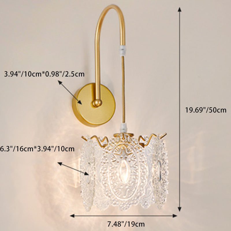 French Shell Glass Hardware 1-Light Wall Sconce Lamp
