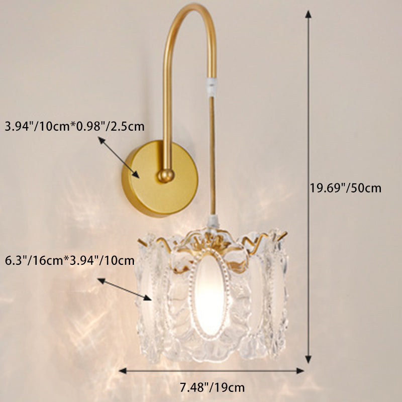 French Shell Glass Hardware 1-Light Wall Sconce Lamp