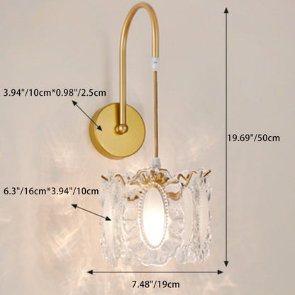 French Shell Glass Hardware 1-Light Wall Sconce Lamp