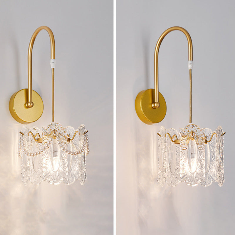 French Shell Glass Hardware 1-Light Wall Sconce Lamp