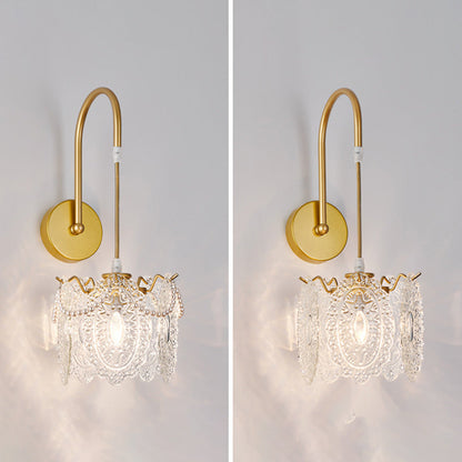 French Shell Glass Hardware 1-Light Wall Sconce Lamp