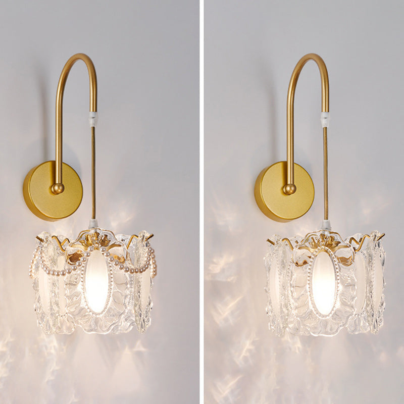 French Shell Glass Hardware 1-Light Wall Sconce Lamp