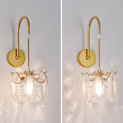 French Shell Glass Hardware 1-Light Wall Sconce Lamp