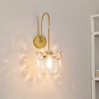 French Shell Glass Hardware 1-Light Wall Sconce Lamp