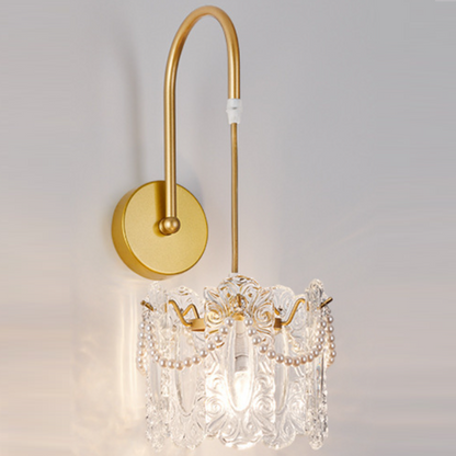 French Shell Glass Hardware 1-Light Wall Sconce Lamp