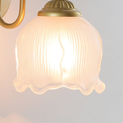 French Floral Round Glass Iron 1-Light Wall Sconce Lamp