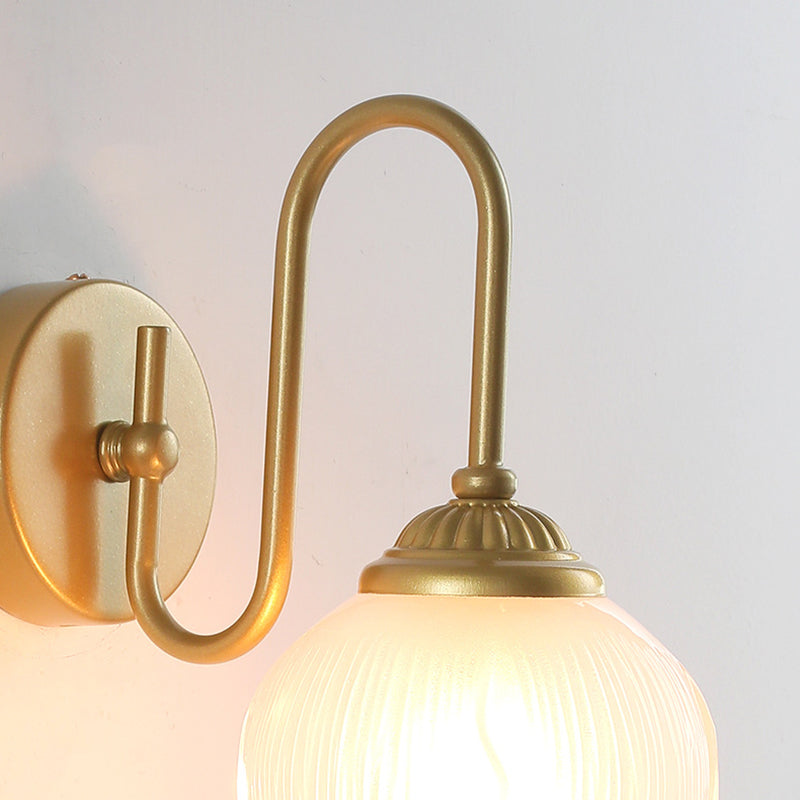 French Floral Round Glass Iron 1-Light Wall Sconce Lamp