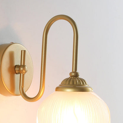 French Floral Round Glass Iron 1-Light Wall Sconce Lamp