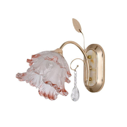 Floral Oval Artificial Jade Iron 1-Light Wall Sconce Lamp