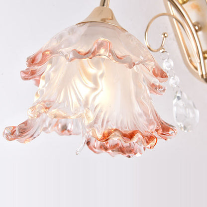Floral Oval Artificial Jade Iron 1-Light Wall Sconce Lamp