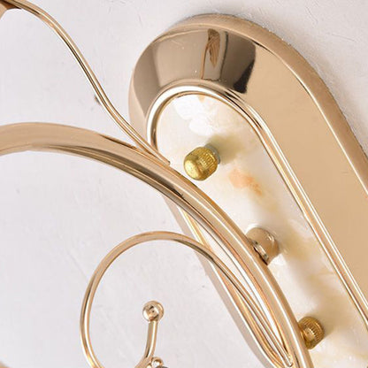 Floral Oval Artificial Jade Iron 1-Light Wall Sconce Lamp