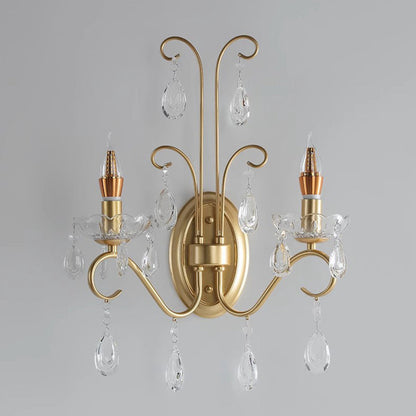 French Faux Pearl Crystal Iron 2-Light Wall Sconce Lamp