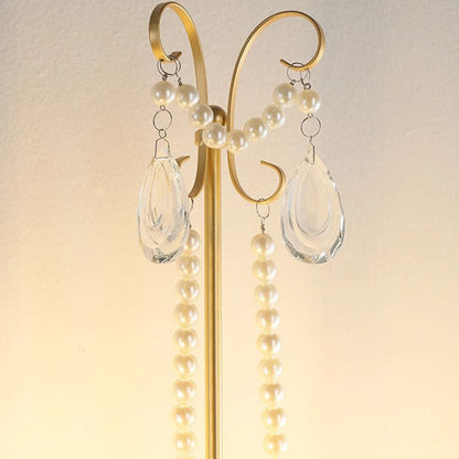 French Faux Pearl Crystal Iron 2-Light Wall Sconce Lamp