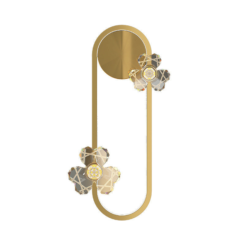 Round Oval Floral Acrylic Brass LED Wall Sconce Lamp