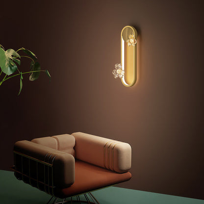 Round Oval Floral Acrylic Brass LED Wall Sconce Lamp