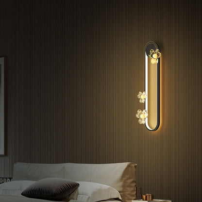 Round Oval Floral Acrylic Brass LED Wall Sconce Lamp