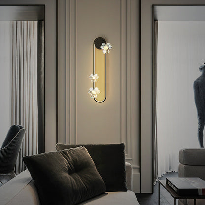 Round Oval Floral Acrylic Brass LED Wall Sconce Lamp