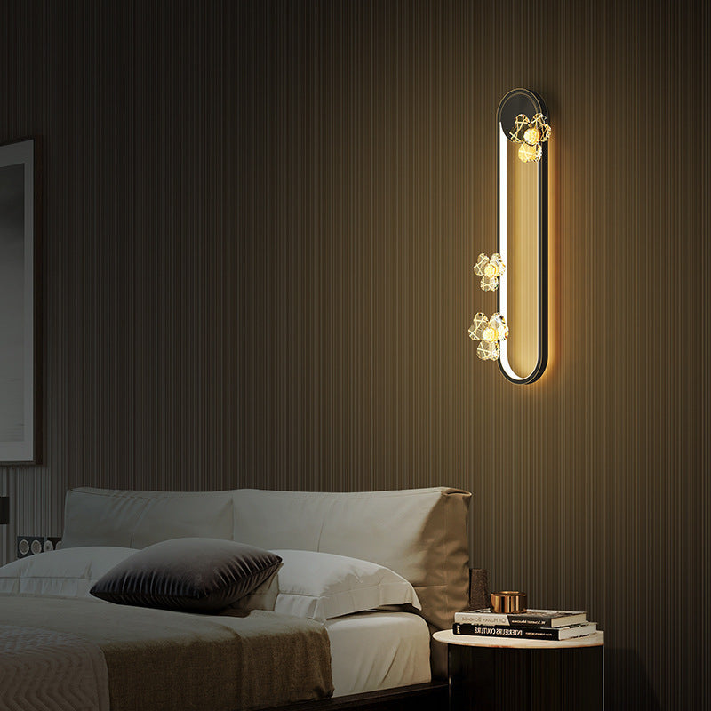 Round Oval Floral Acrylic Brass LED Wall Sconce Lamp