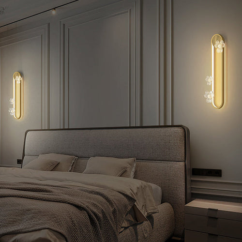 Round Oval Floral Acrylic Brass LED Wall Sconce Lamp