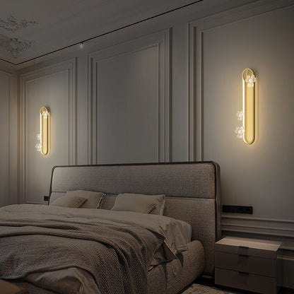 Round Oval Floral Acrylic Brass LED Wall Sconce Lamp