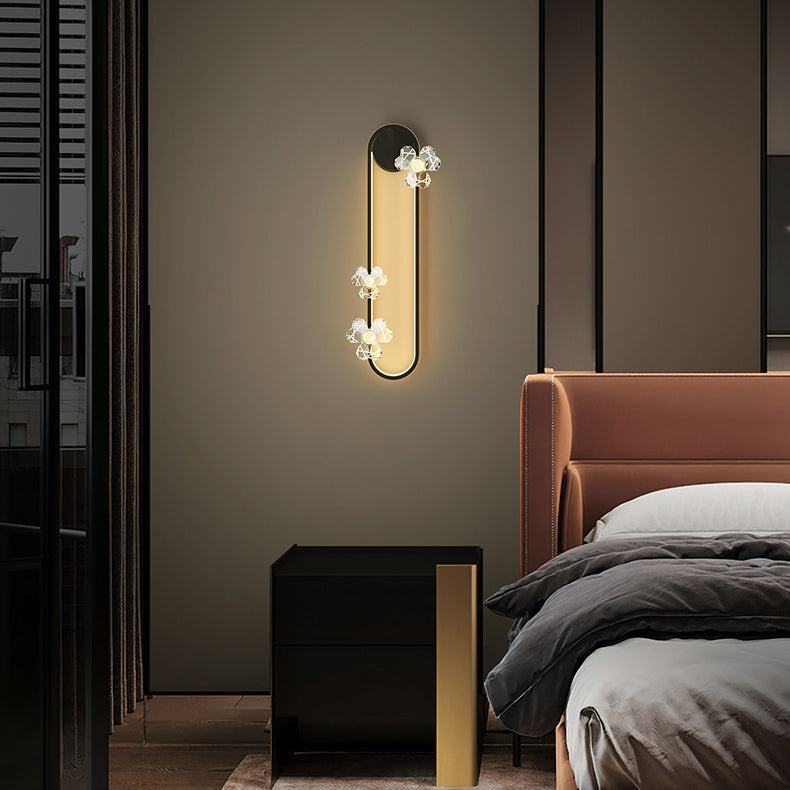Round Oval Floral Acrylic Brass LED Wall Sconce Lamp