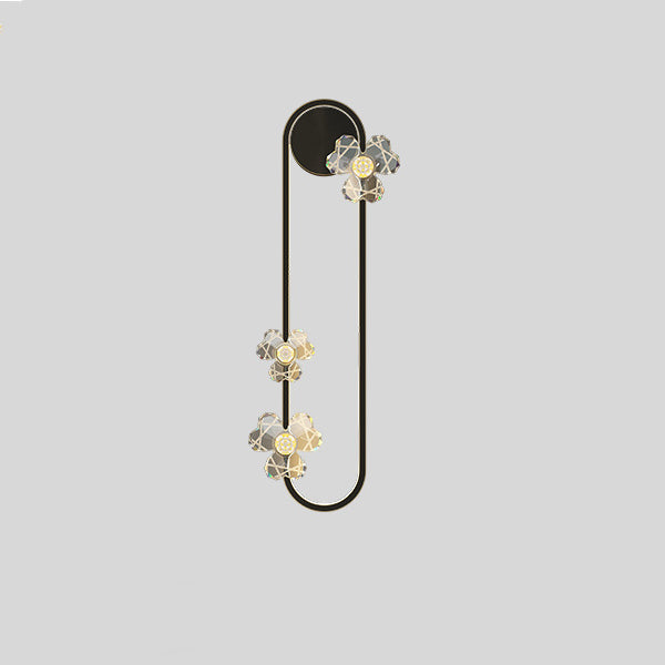 Round Oval Floral Acrylic Brass LED Wall Sconce Lamp