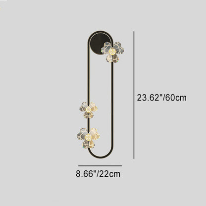 Round Oval Floral Acrylic Brass LED Wall Sconce Lamp