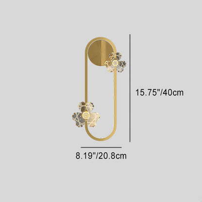 Round Oval Floral Acrylic Brass LED Wall Sconce Lamp