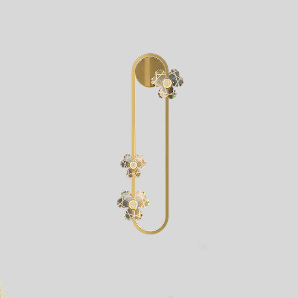 Round Oval Floral Acrylic Brass LED Wall Sconce Lamp