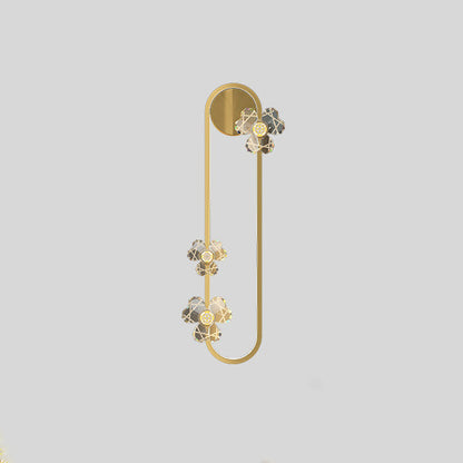 Round Oval Floral Acrylic Brass LED Wall Sconce Lamp