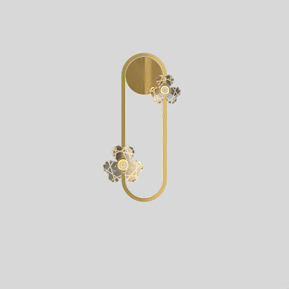Round Oval Floral Acrylic Brass LED Wall Sconce Lamp
