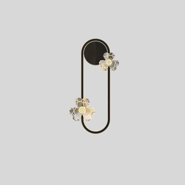 Round Oval Floral Acrylic Brass LED Wall Sconce Lamp