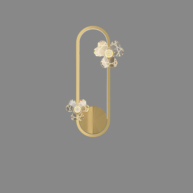 Round Oval Floral Acrylic Brass LED Wall Sconce Lamp